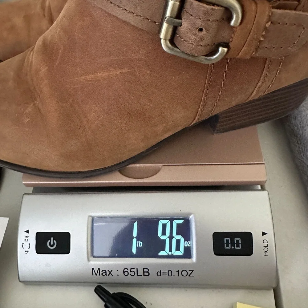 Clarks Adreena Booties Womens 8M Dark Tan Leather Ankle Boots Zip Buckle Western